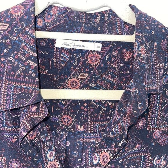Mes Demoiselles Womens Donovan Shirt Dress Size 8 Black Multicolor Pure Silk - Picture 4 of 16